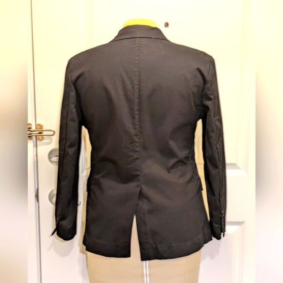 Izzue Size 5 Zipper Detail 100% Cotton Single Button Front Black Blazer - Picture 4 of 7